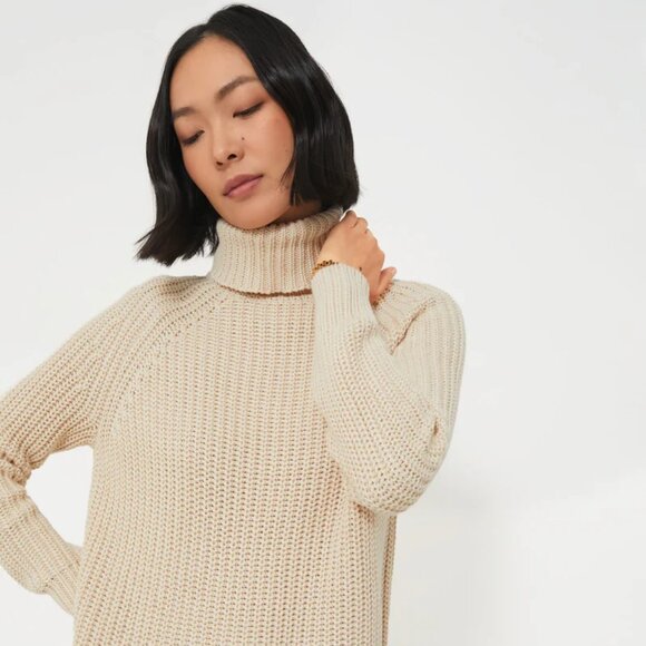 525 America Cream Shaker Cotton Knit Turtleneck Ivory Sweater Tuckernuck Medium - Picture 2 of 5